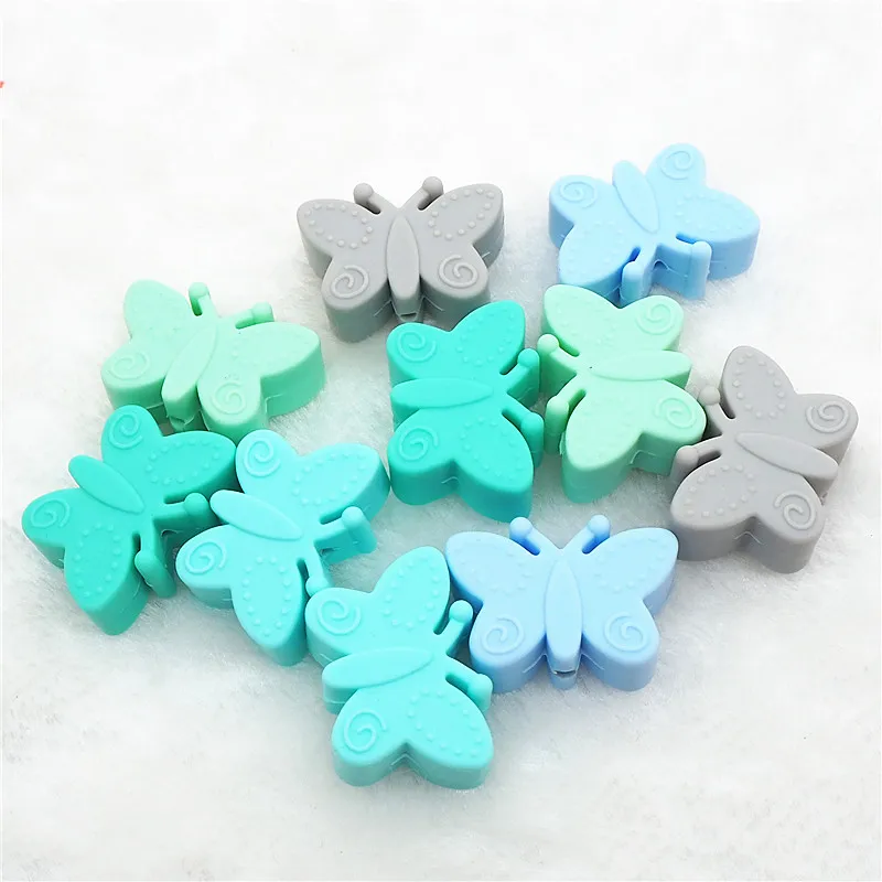 Chenkai 50 шт. без БФА, силиконовый Бабочка игрушка бусины DIY детские животные Прорезыватель для зубов Монтессори сенсорные украшения для изготовления ювелирных изделий игрушечный бисер - Цвет: Boy
