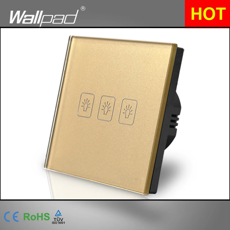 Сенсорный светильник ключатель европейского стандарта 3 клавиши 2 канала 110 240