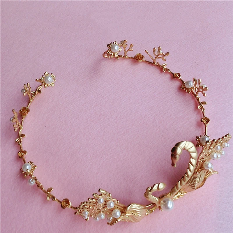Барокко Ручной Лебедь Pageant Диадемы для Свадебной Моды Ювелирные Изделия Перлы