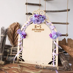 Purple flower 1 шт., индивидуальный логотип с именем времени, растения-суккуленты, как свадебные, на день рождения или вечерние, настольные карты, персональная вывеска, макет - Цвет: Purple flower