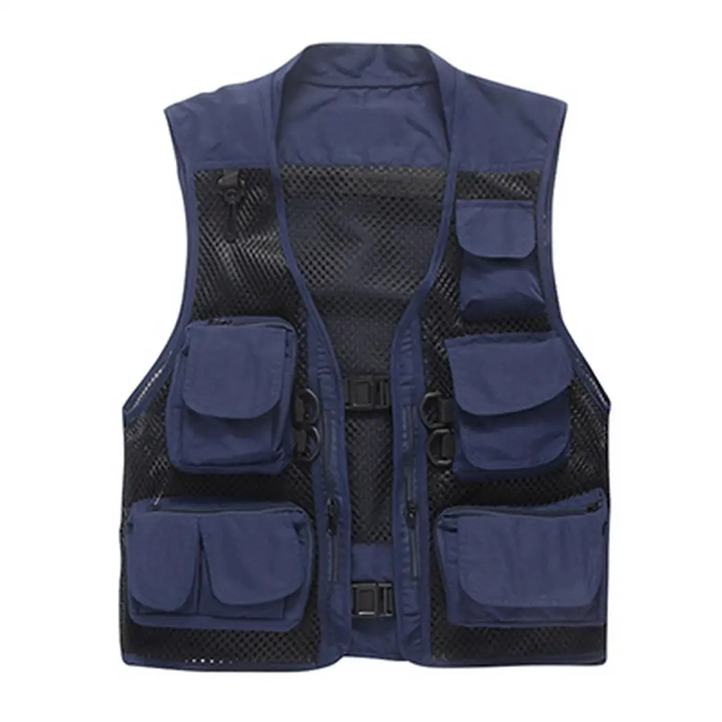 Мужская повседневная Уличная рыболовная без рукавов однотонная молния