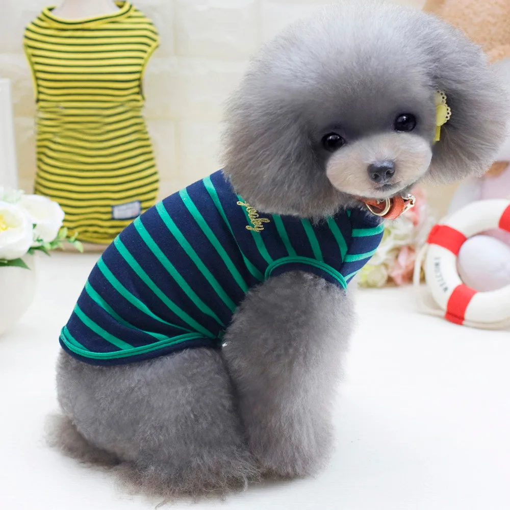 Весна и лето домашнее животное комплект одежды: полосатая триколор Atripes Жилет c