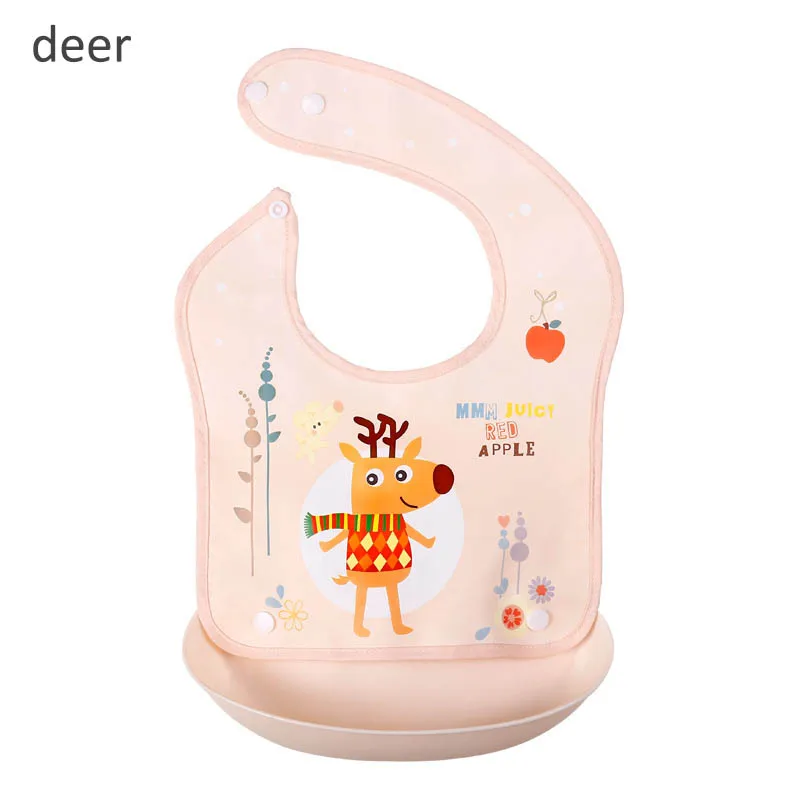 deer Детские нагрудники EVA водонепроницаемые съемные Мультяшные Детские фартуки для Кормление новорожденных Слюнявчики детские слюнявчики полотенца регулируемые борфы - Цвет: deer