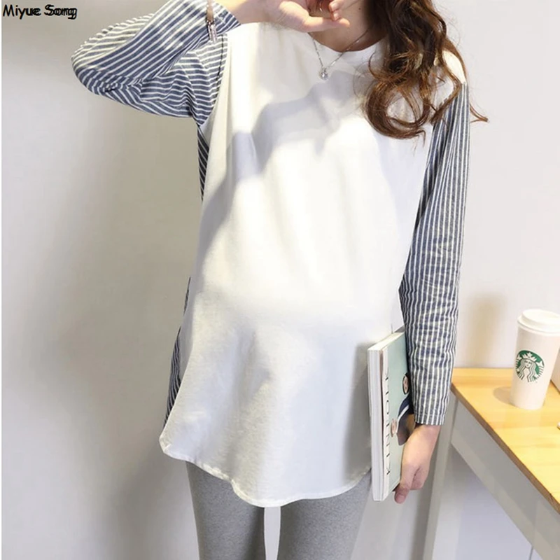 Элегантное платье для беременных с круглым вырезом и воротником модная весенне