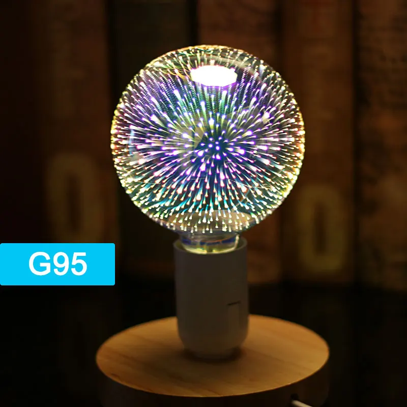 G95 3D Красочные Звезды светодиодные лампы Эдисона E27 220 В лампа украшения Новинка свет A60 ST64 G80 G95 G125 праздник Свадебная вечеринка ампулы - Испускаемый цвет: G95