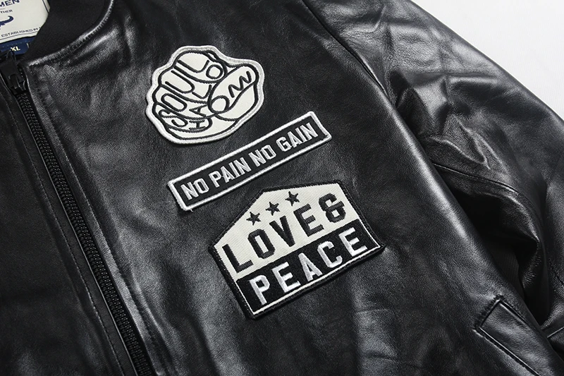 Avirexmen 2017 Мужская модная куртка из натуральной кожи с рисунком черная кожаная