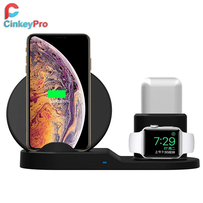 Беспроводное зарядное устройство CinkeyPro QI 10 Вт 7 5 быстрая зарядка для Samsung Apple Watch