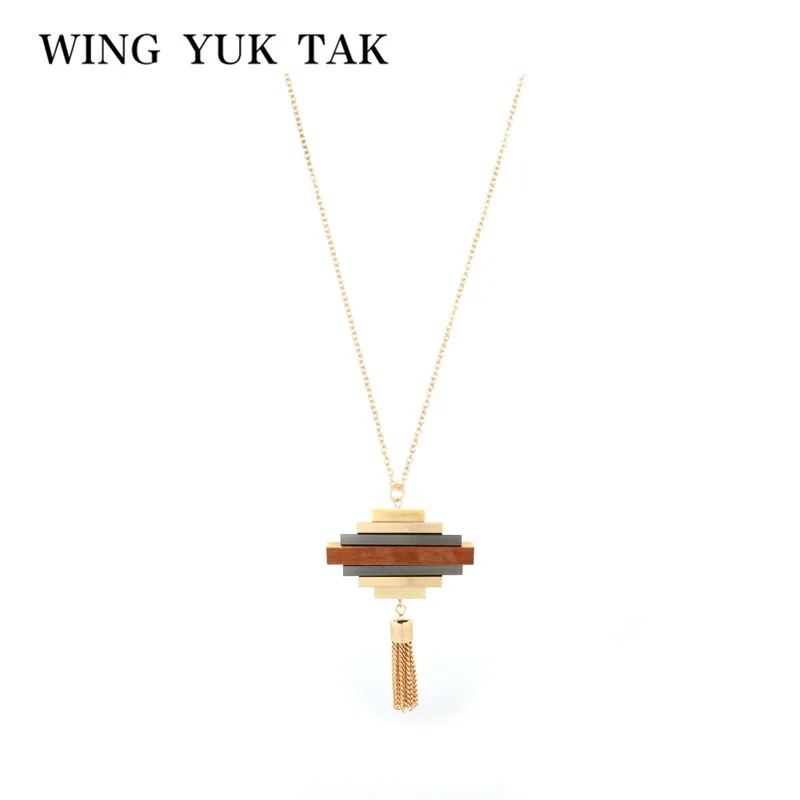 Женское винтажное ожерелье с подвеской wing yuk tak классическое геометрическое из