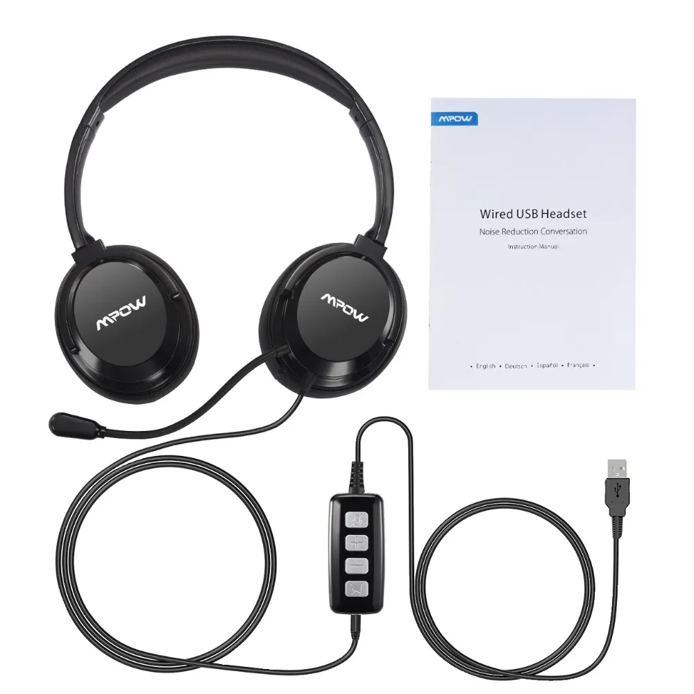 Mpow HC2 проводные наушники с микрофоном для колл-центра Skype 3,5 мм разъем/USB функциональная гарнитура для ПК ноутбука планшета MP4 телефонов