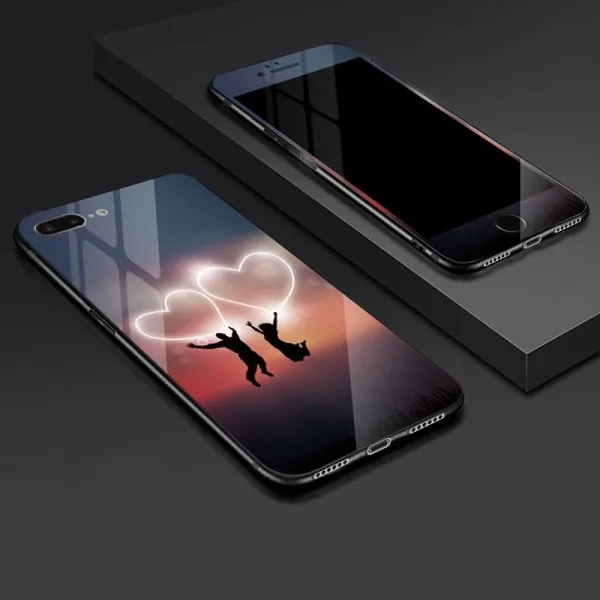 Чехол для телефона iPhone 8X7 6 6 S Plus Передняя пластина из закаленного стекла и роскошная задняя крышка из закаленного стекла Гибридный противоударный - Цвет: pattern 7