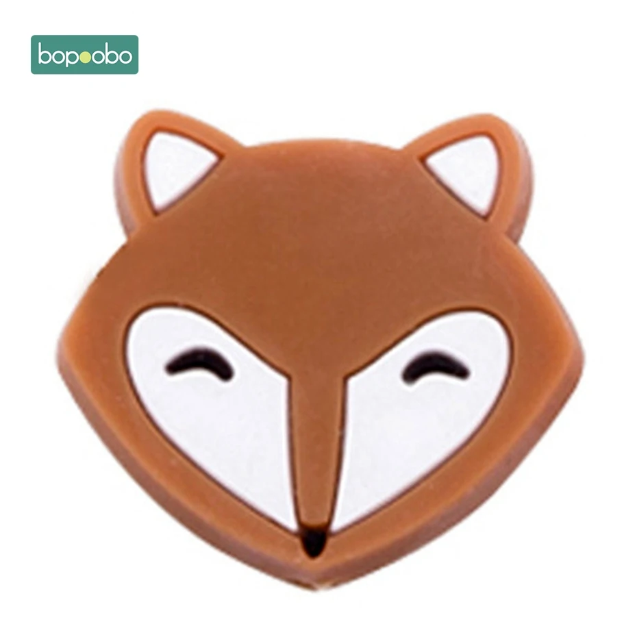Brown Fox Bopoobo 3 шт. силиконовые мини-лисички Силиконовые Прорезыватели для зубов пищевой класс силиконовые бусины, прорезыватель BPA бесплатно DIY кулон при прорезывании зубов - Цвет: Brown Fox