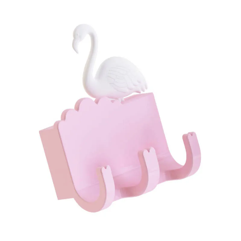 1PC Ins Style Pink Flamingo Hook Wall Key Hanger Multifunction Universal Door Avoid Punching Bathroom Kitchen Hooks | Дом и сад