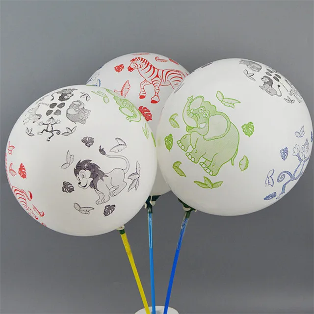 White animal 10pcs 12Inch Dinosaur Balloon Happy Christmas New Year Ballon Clear Mickey Latex Balloons Baby Shower New Year Party Decor - Цвет: White animal