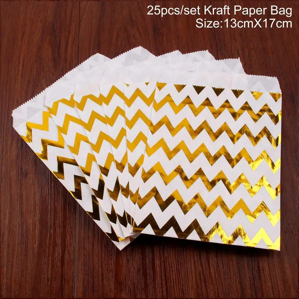 Style 27 QIFU 25 шт крафт-бумажный мешок для попкорна волнистые полосы коробка конфет Подарочная упаковка Сумки печатные бумажные лакомства сумки Свадебный День Рождения Декор - Цвет: Style 27