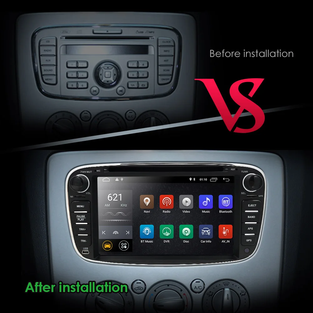 Ossuret 2Din автомобильный радиоприемник Android 9 для FORD/Focus/S-MAX/Mondeo/C-MAX/Galaxy Автомобильный мультимедийный видео dvd-плеер gps USB DVR wifi FM/AM