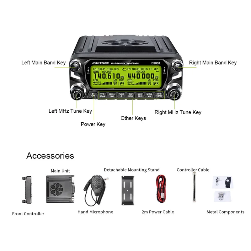 Zastone d9000 Автомобильная радиостанция Двухдиапазонная vhf uhf рация автомобильные