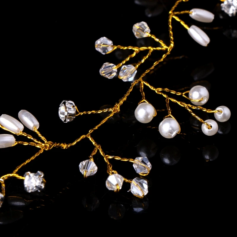 2020 Luxury Wedding Bridal Rhinestone Faux Pearl Headband Tiara Hair Chain Headpiece | Украшения и аксессуары
