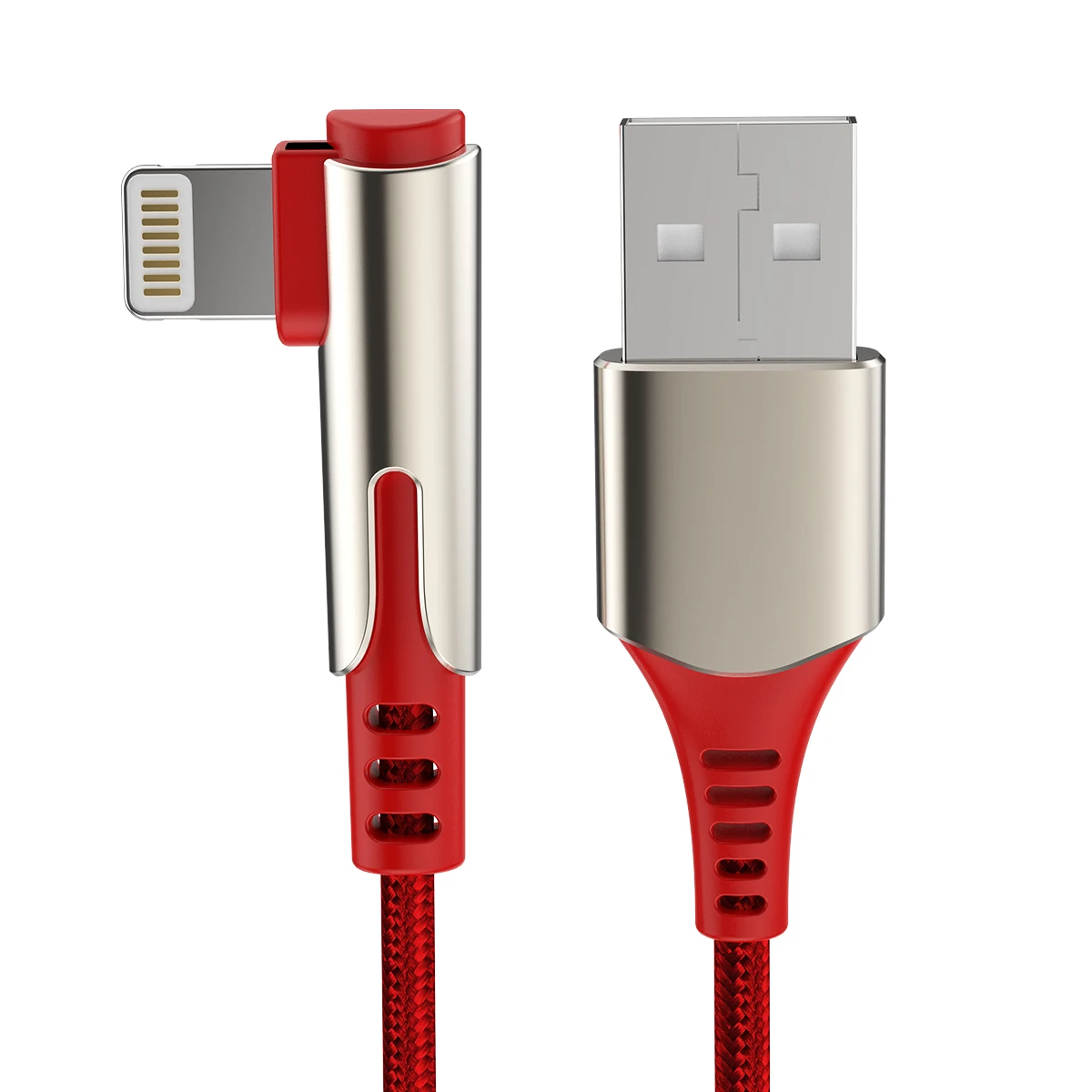 Красный ROCK кабель для iPhone 2.4A быстрое зарядное Освещение кабель игровой USB провод 90 градусов u-образный плетеный кабель синхронизации данных для iPhone 8 X - Цвет: Красный