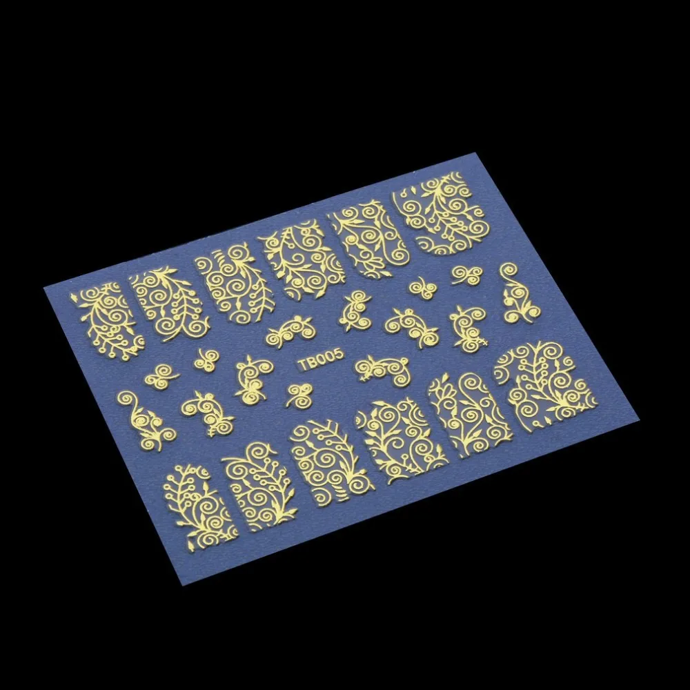 6 листов золотого цвета 3D Искусственные инструменты для маникюра Типсы украшения