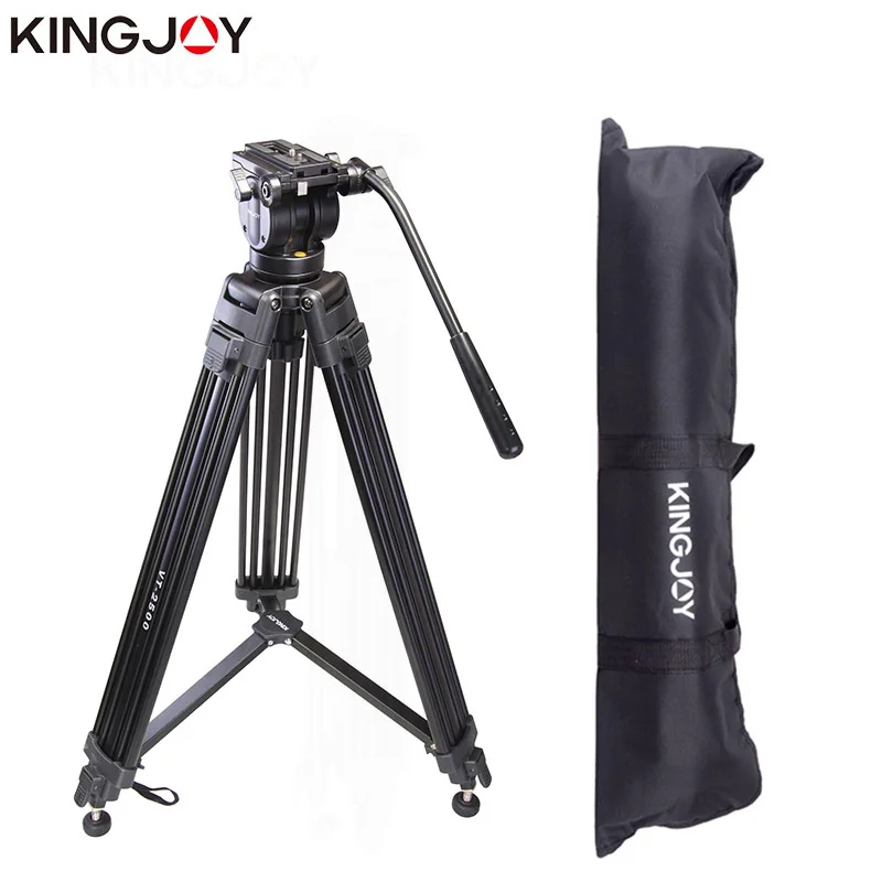Штатив для видеокамеры Kingjoy Алюминиевая сверхпрочная подставка для видеокамеры с жидкой головкой для записи DSLR Путешествий свадебной фотосъемки