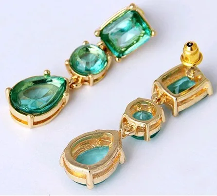 серьги длинные Сережки Зеленые для женщин Мода 2017 г. Jewelry Аксессуары Gem Gold падения