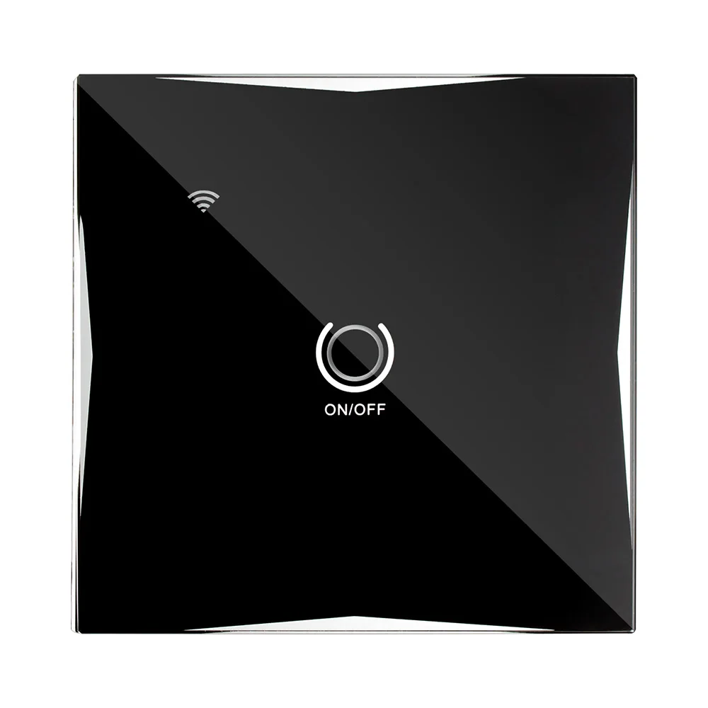Золотой безопасности ЕС смарт Wifi настенный сенсорный выключатель 1 банда 1 способ пульт дистанционного управления освещением переключатель, работа с Alexa, AC 100-240 В