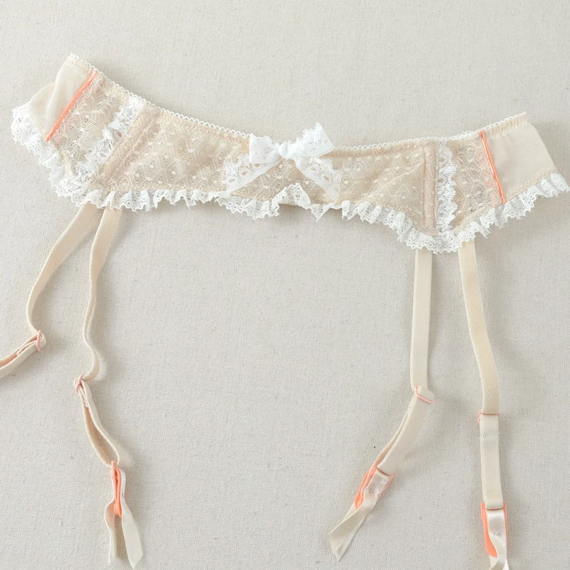 Модные чулки Нескользящие цветные кружевные пояса в мелкий горошек с бантом