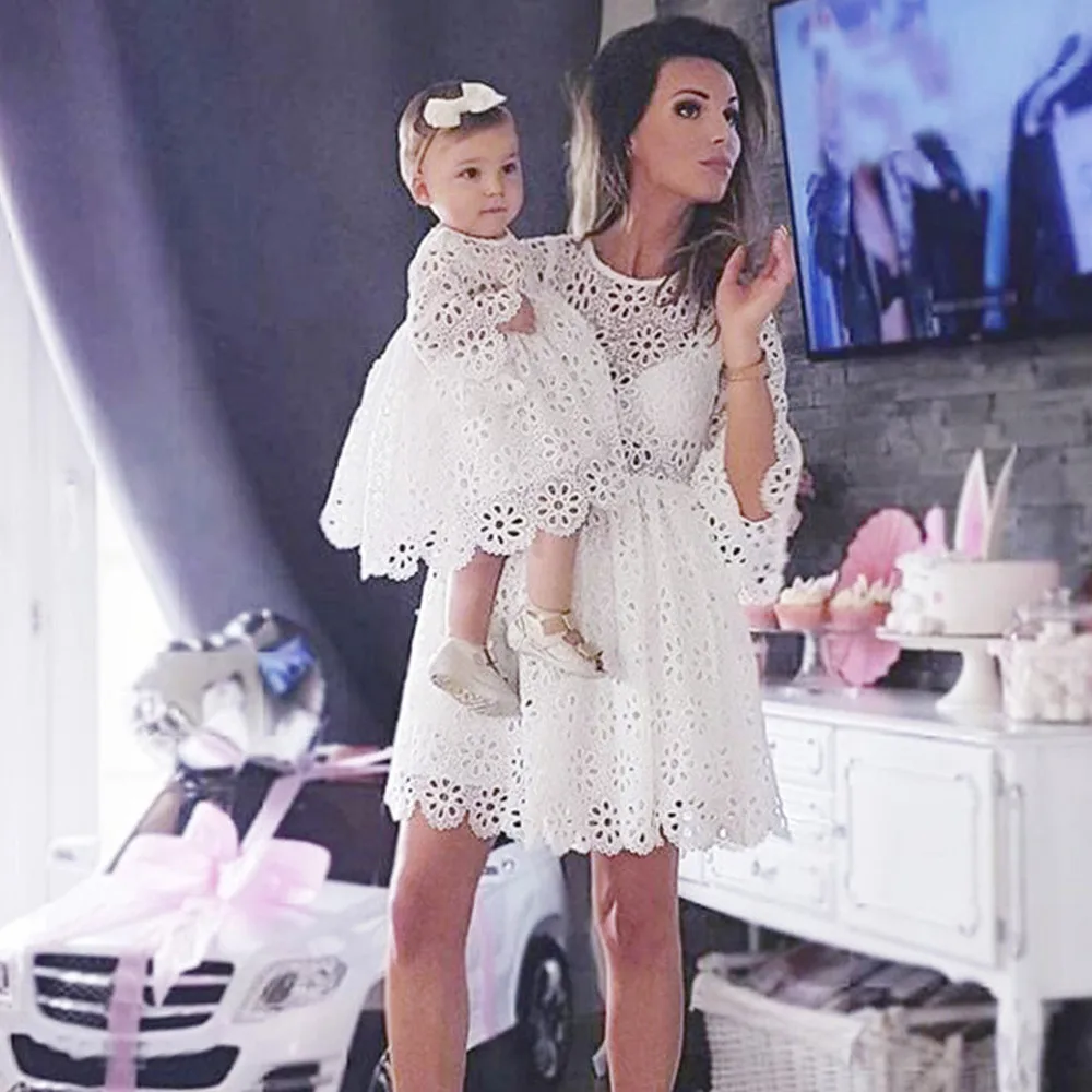 MUQGEW MomMe Baby Girls Kids Lace Match Daughter Family Dress Clothes Dresses vetement mere fille assortie ensemble f#KM802 | Мать и
