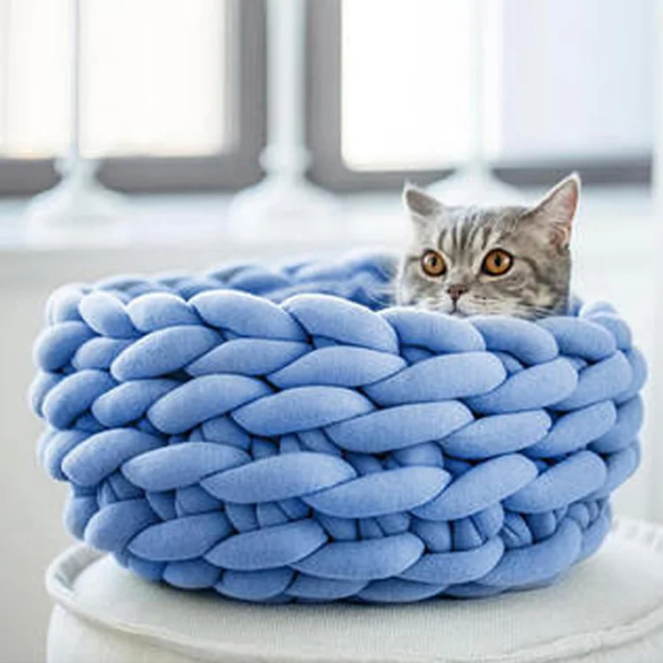 Petshy ручной вязки кошка кровати коврики теплые мягкие маленькие собаки Питомник щенок котенок пещера корзина спальный мешок Съемный DIY Дом для домашних животных