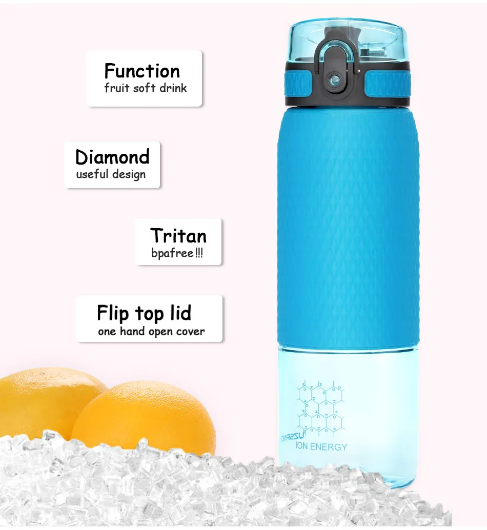 Спортивные Бутылки для воды BPA бесплатно Творческий Портативный Пряжка принт с лимонами для чайных фильтров шейкер "My Bottle" Пластик посуда 350/500/700 мл