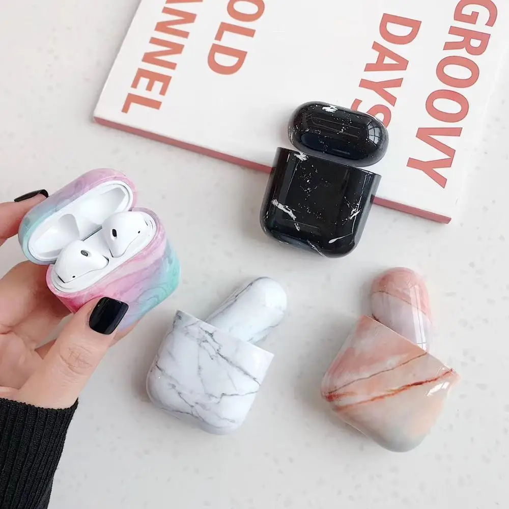 Чехол для наушников Airpods 2 роскошный мраморный Твердый чехол защитный аксессуары