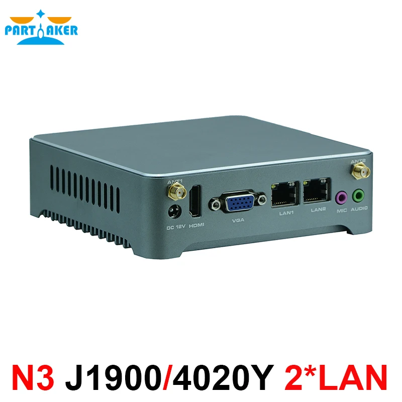 Мини ПК Windows 10 Intel J1900 безвентиляторный мини компьютер 2 Lan HTPC ТВ приставка Nano Industrial