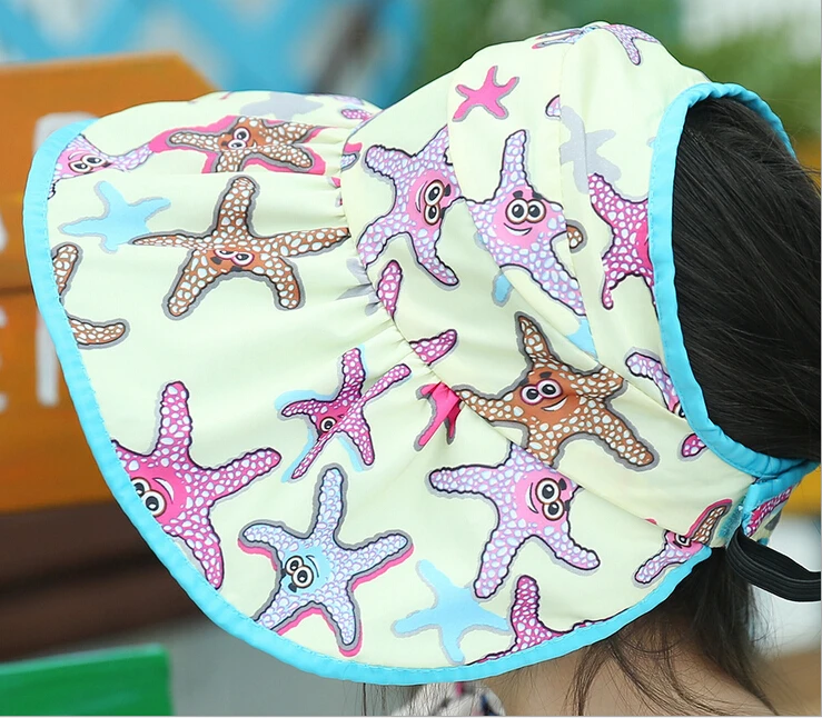Летние Детские Солнцезащитные шапки AB для девочек пляжные складные отдыха