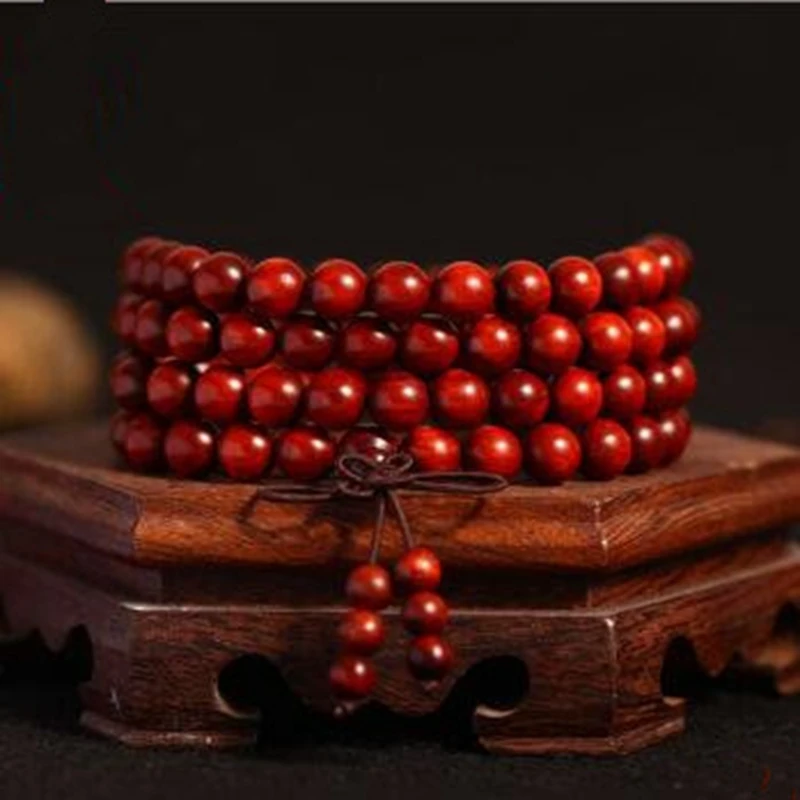 Free shipping lobular red sandalwood bracelets high oil density pug lovers beads rosary bracelet 108 gift wood | Украшения и