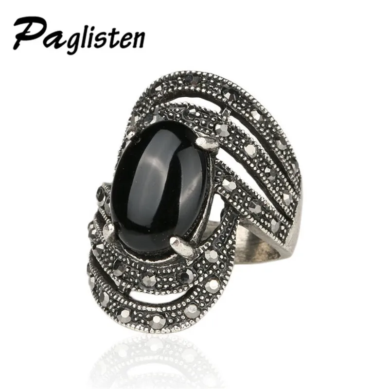 

New Retro Big Black / Red / Big Green Imitation Gemstone Ring Mosaic Crystal Irregular Rings Female