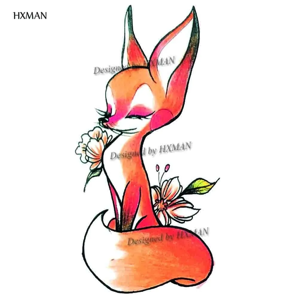 Временная тату-наклейка HXMAN Fox водостойкая для женщин модный боди-арт детей