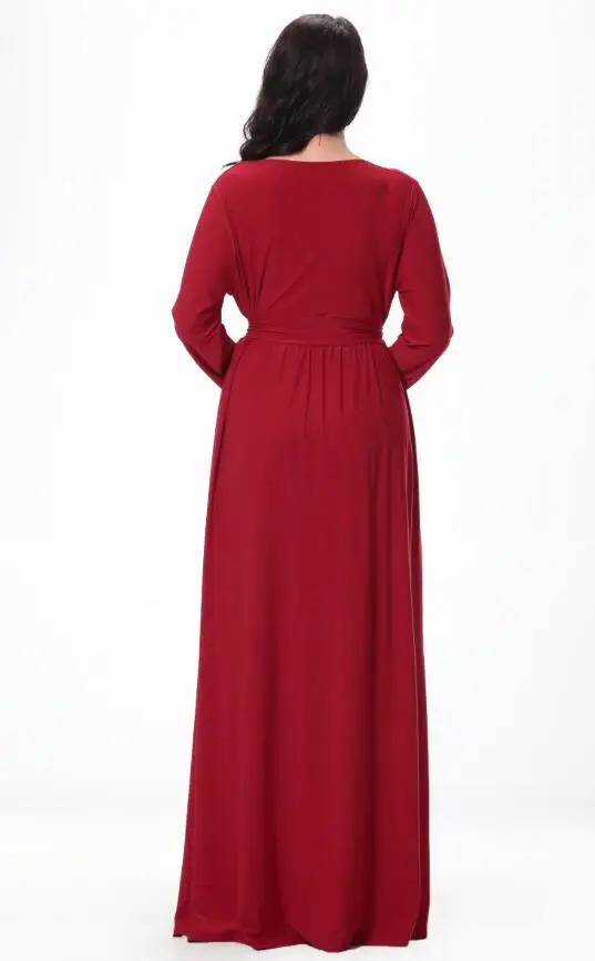 Малайзия абайя платья с длинным рукавом V-образным вырезом черное сексуальное