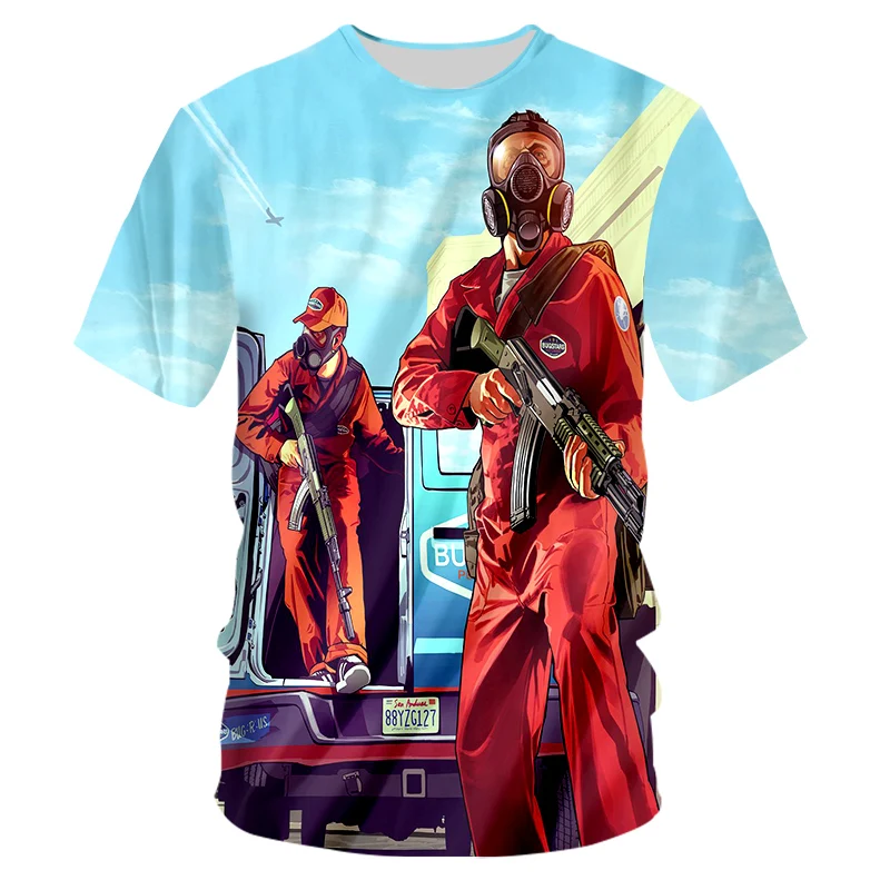 CJLM Grand Theft Auto Shirt мужские крутые футболки с 3D принтом Gta v 5 повседневные летний топ