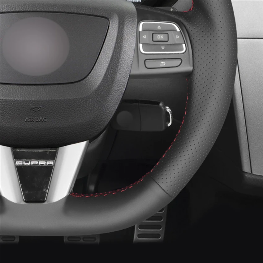MEWANT черный искусственный кожаный чехол рулевого колеса автомобиля для Seat Leon(Cupra) MK2 1P 2009-2012