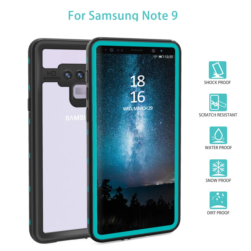 Плавательный IP68 водонепроницаемый фонарь для погружения в воду чехол Samsung Galaxy Note