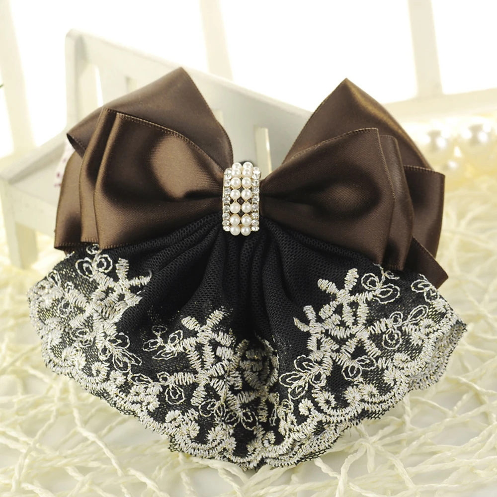 Женский бант для волос с зажимом из кружева и атласной лентой в пяти цветах.