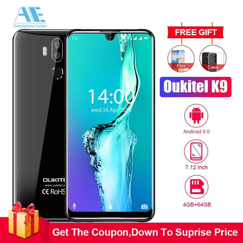 OUKITEL K9 водонепроницаемый 7 12 &quotFHD + 4 Гб 64 16MP 2MP/8MP 1080*2244 мобильный телефон Face ID
