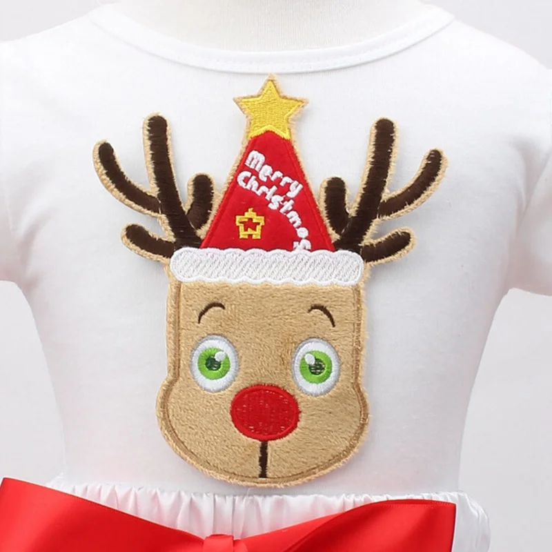 2017 олени Аппликация детская одежда для Рождество Хлопок Дети Топ и Снежинка