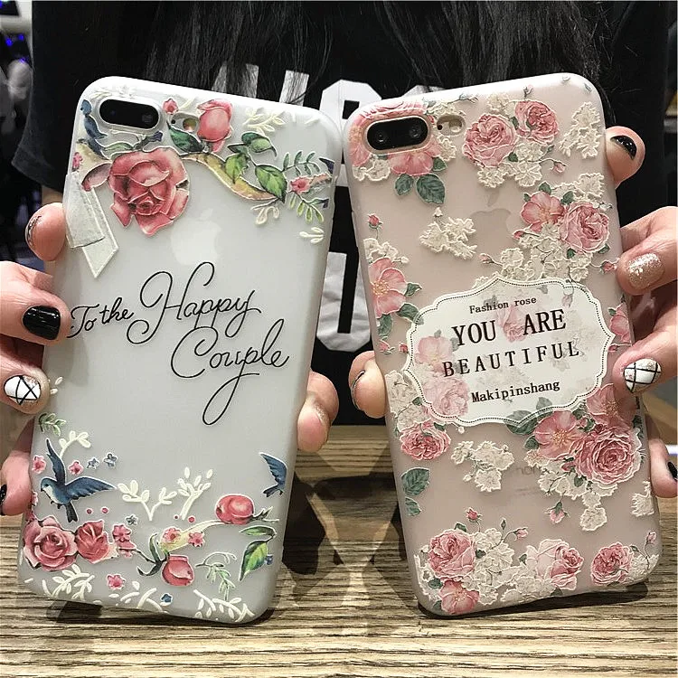 Чехол Gimfun для телефона в стиле ретро с объемными цветами IPhone 7 8 6s 6 Plus мягкий чехол