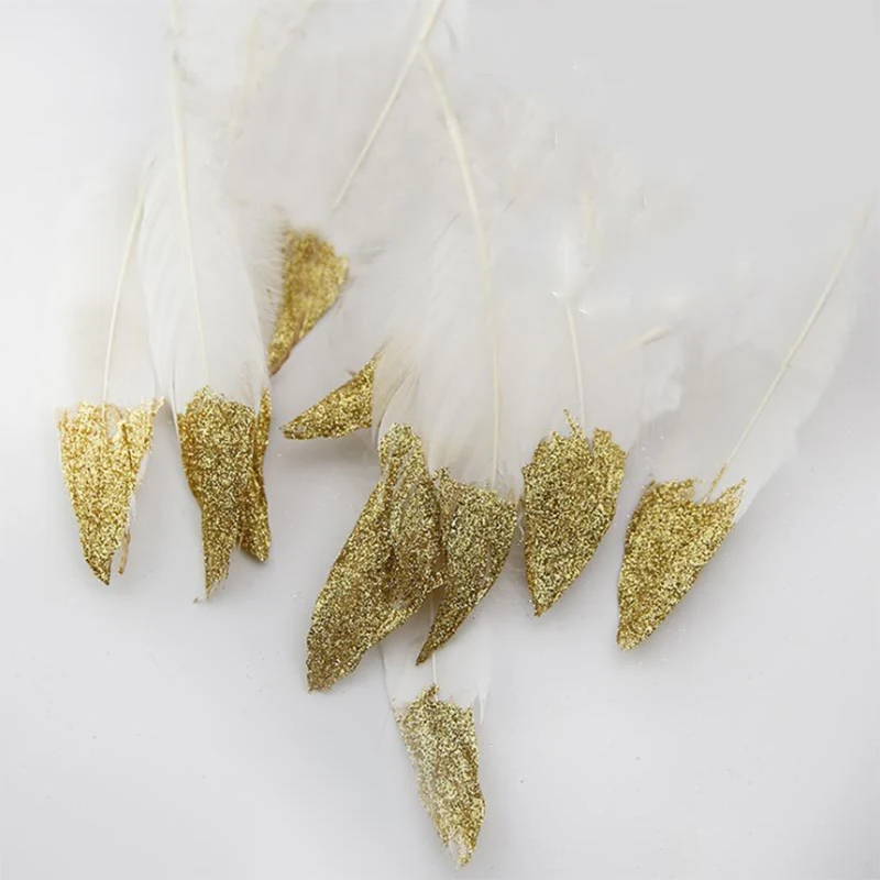 2 м красивые перьевые гирлянды с золотыми блестящими порошками подвесные
