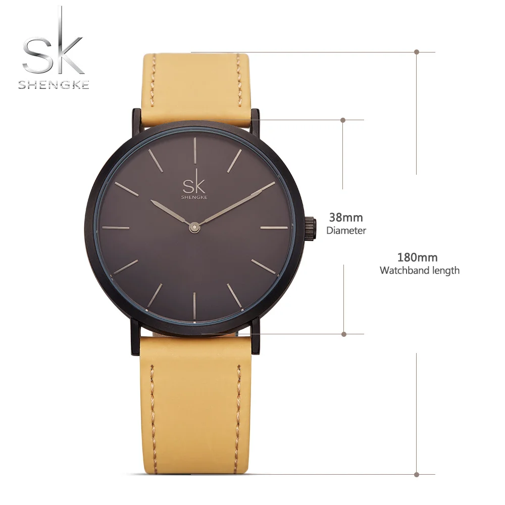 shengke brand new fashion simple style top famous luxury brand quartz watch women casual leather watches reloj mujer hot clock free global shipping