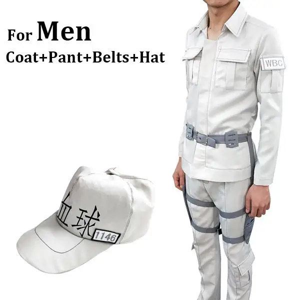 2018 Cells At Work Hataraku Saibou Cosplay Costume Leukocyte U-1146 Anime Men Women Uniform White Blood Cell | Тематическая одежда