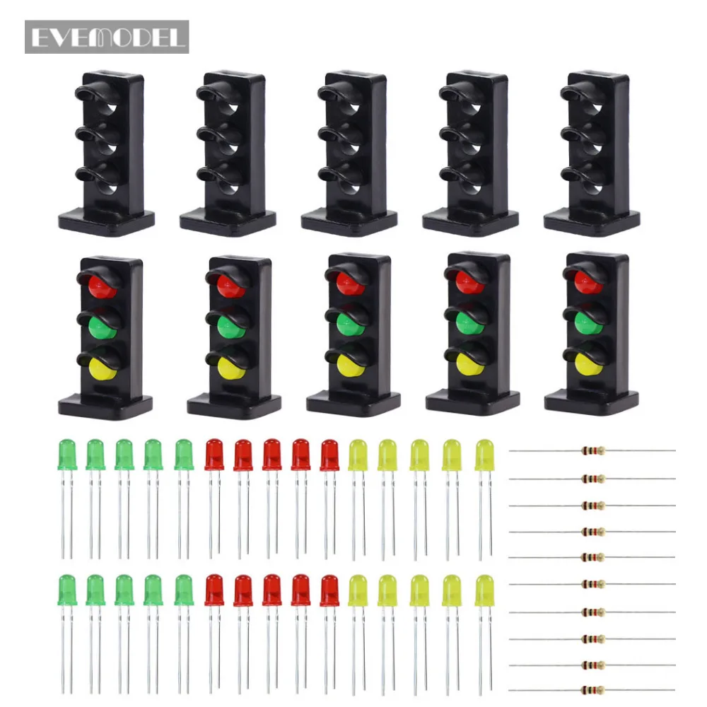 

JTD26 10 комплектов целевых лиц с красными, желтыми, зелеными светодиодами для железной дороги, карликовый сигнал, Масштаб O, 3 аспекта