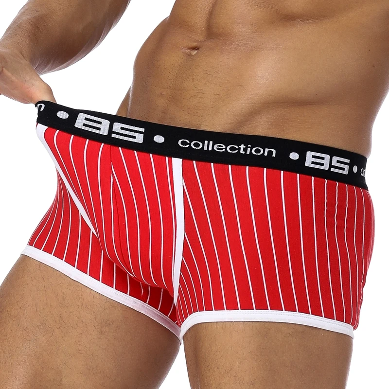 BS брендовые боксеры мужское нижнее белье Cueca пикантные мужские трусы дышащие