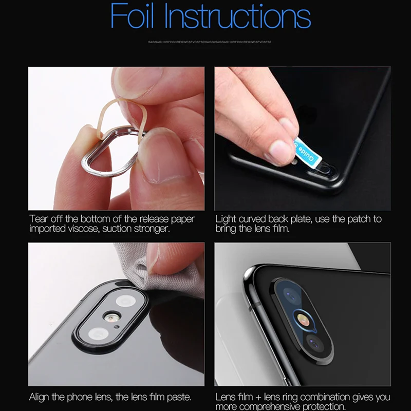 

Oppselve Clear Tempered Glass+Metal Rear Lens Protective Ring For iPhone X Xs Max Xr 10 8 7 Plus Camera Lens Glass For iPhone XS